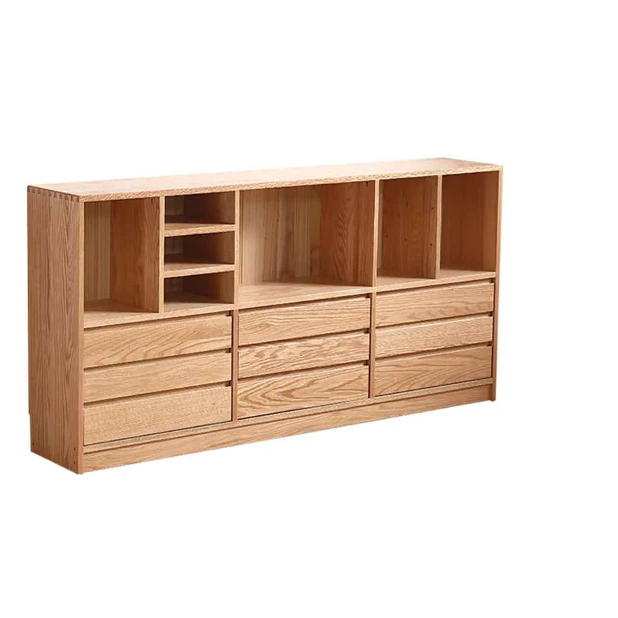 Modish Horizontal Brown Wood Short Storage Bookcase Image - 14