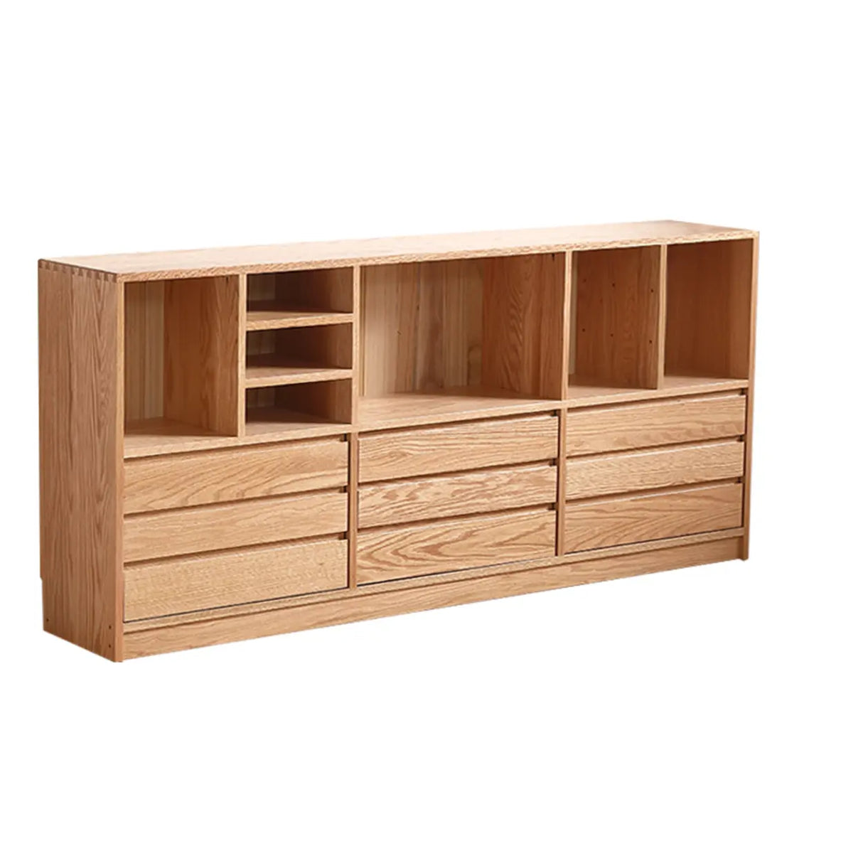 Modish Horizontal Brown Wood Short Storage Bookcase Image - 15