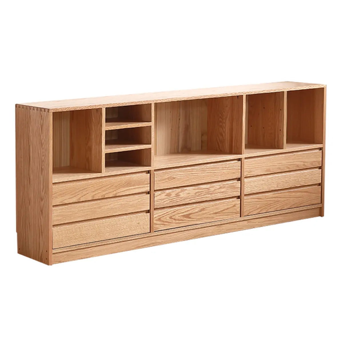 Modish Horizontal Brown Wood Short Storage Bookcase Image - 16