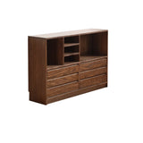 Modish Horizontal Brown Wood Short Storage Bookcase Image - 2