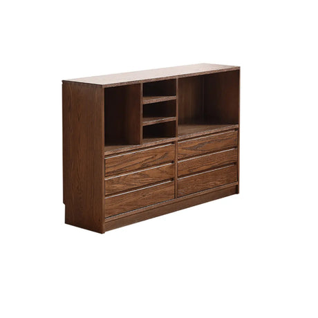 Modish Horizontal Brown Wood Short Storage Bookcase Image - 2