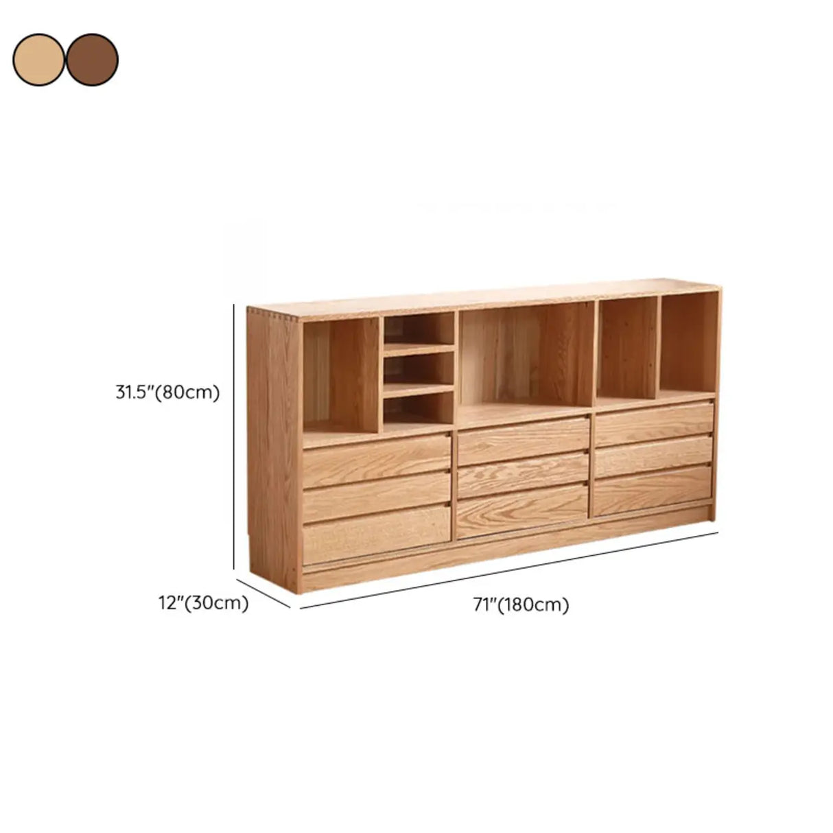 Modish Horizontal Brown Wood Short Storage Bookcase Image - 20