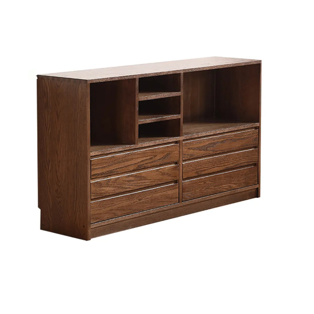 Modish Horizontal Brown Wood Short Storage Bookcase Image - 3