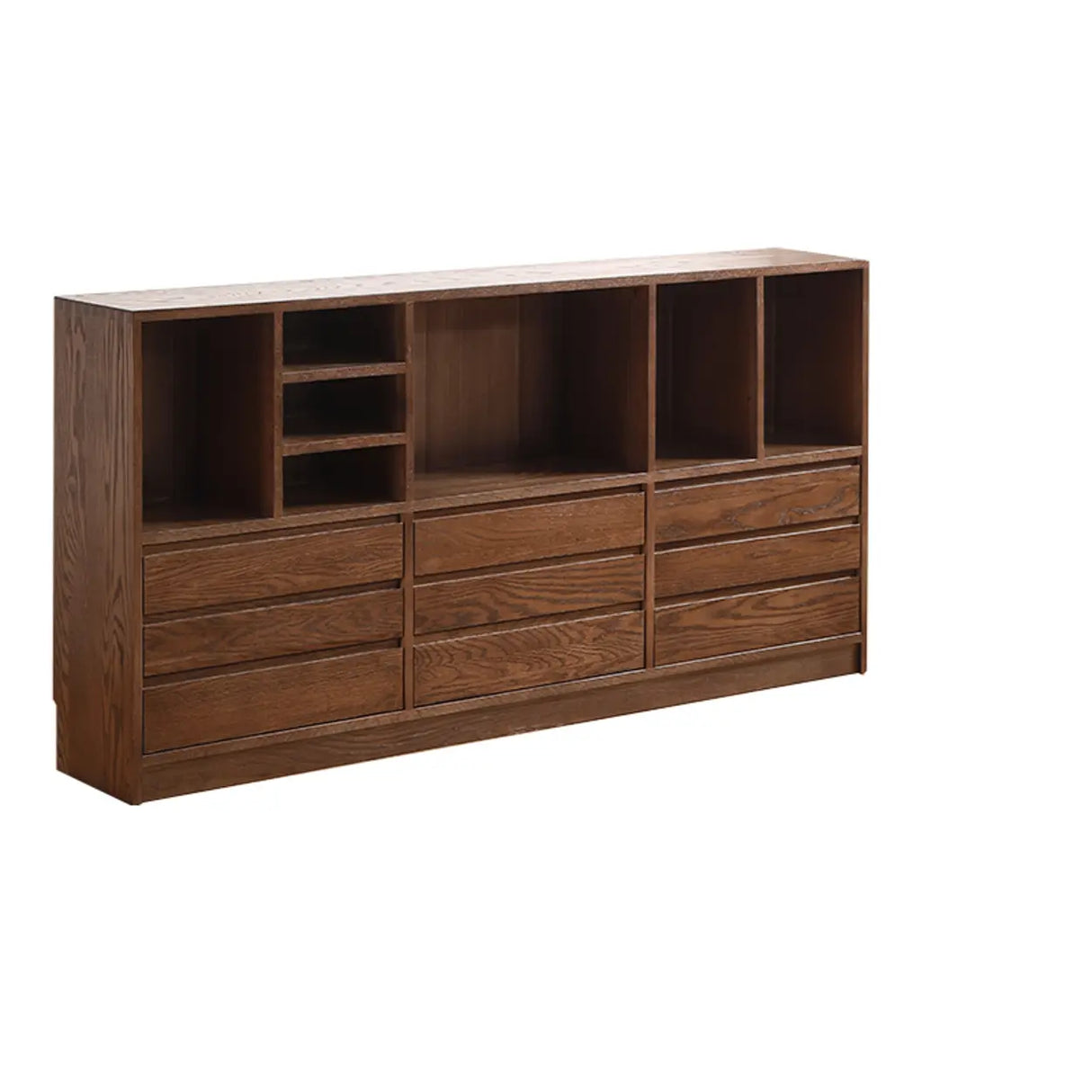 Modish Horizontal Brown Wood Short Storage Bookcase Image - 5