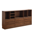 Modish Horizontal Brown Wood Short Storage Bookcase Image - 5