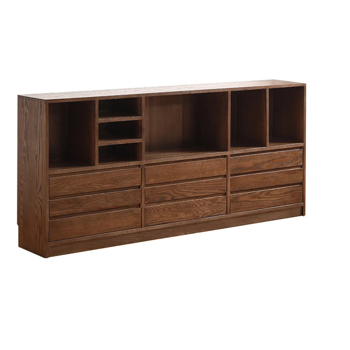 Modish Horizontal Brown Wood Short Storage Bookcase Image - 7