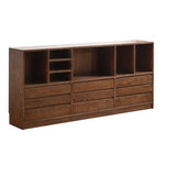 Modish Horizontal Brown Wood Short Storage Bookcase Image - 7