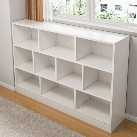 Modish Horizontal Rectangular Wood Bookcases White Image - 1
