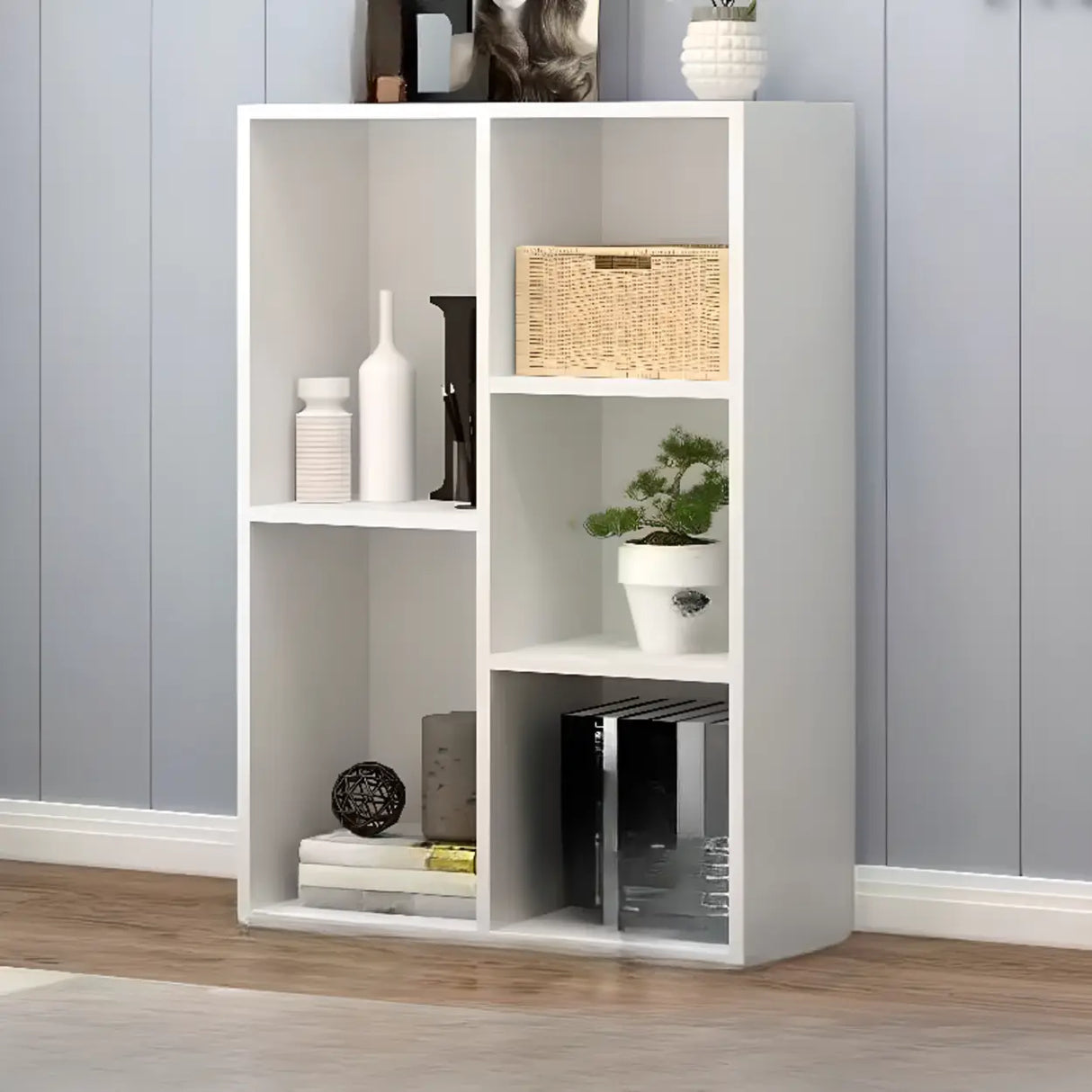Modish Horizontal Rectangular Wood Bookcases White Image - 11