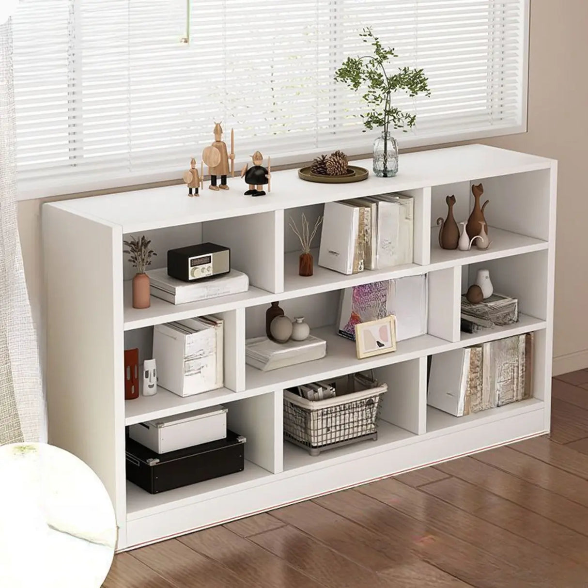 Modish Horizontal Rectangular Wood Bookcases White Image - 13