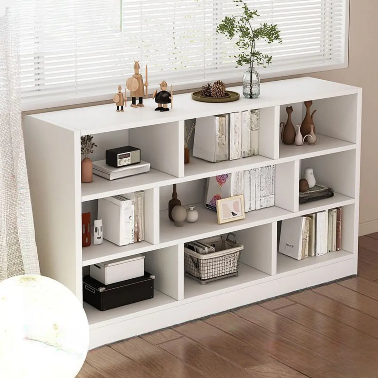 Modish Horizontal Rectangular Wood Bookcases White Image - 14