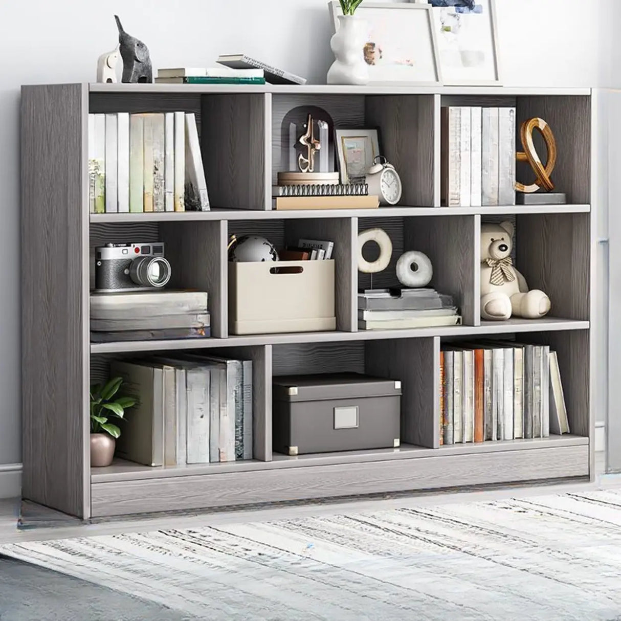 Modish Horizontal Rectangular Wood Bookcases White Image - 23