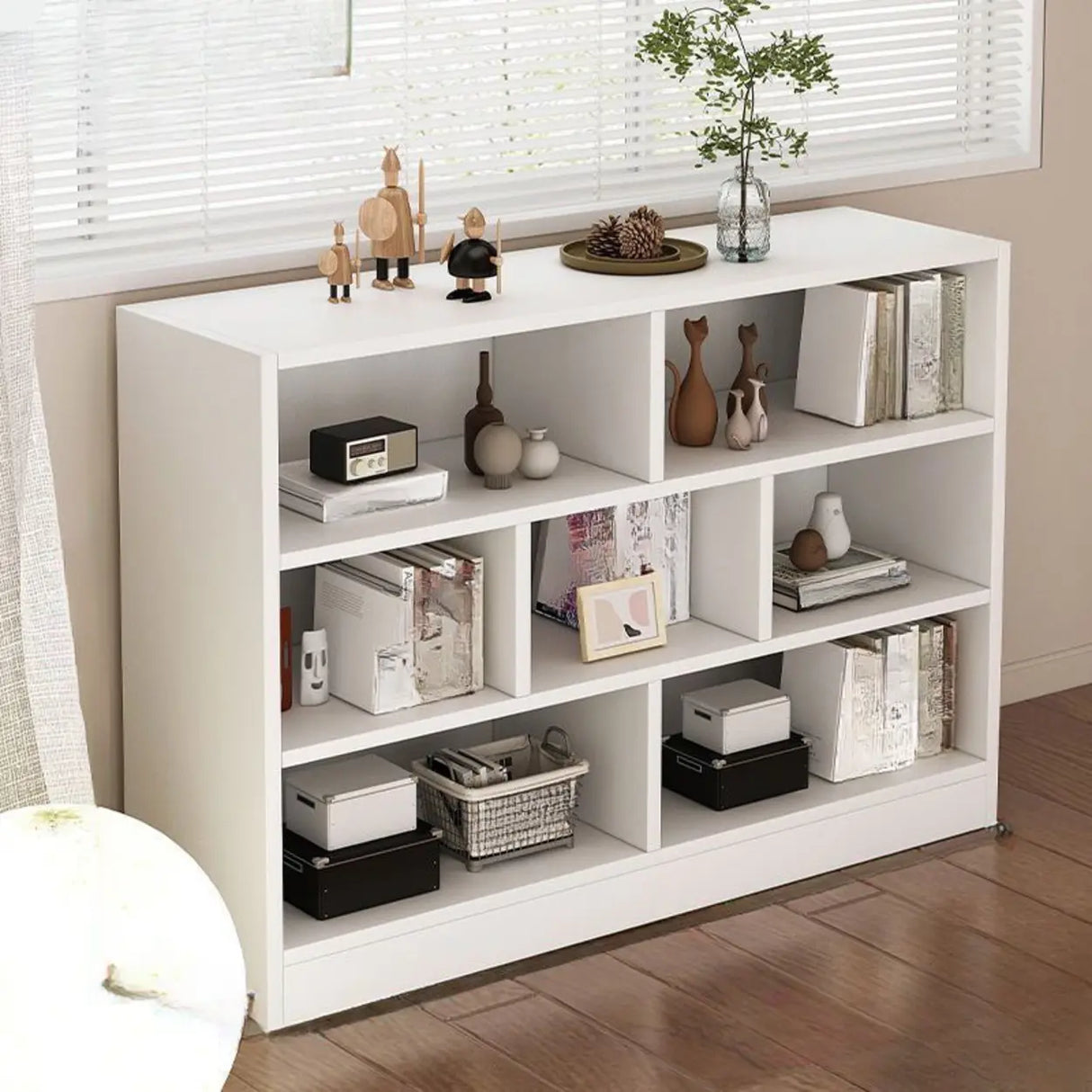Modish Horizontal Rectangular Wood Bookcases White Image - 3