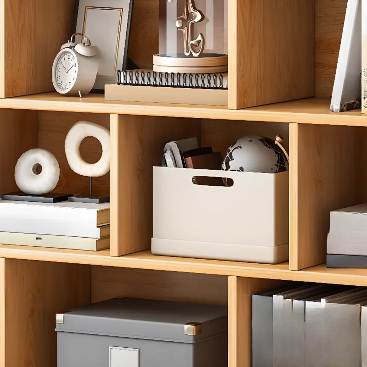 Modish Horizontal Rectangular Wood Bookcases White Image - 9