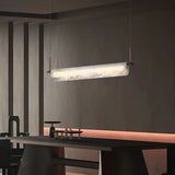 Modish Ivory Marble Linear LED Island Pendant Light Image - 1
