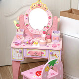 Modish Kids Wood Pink Vanity Set with Mirror and Drawers Image - 1