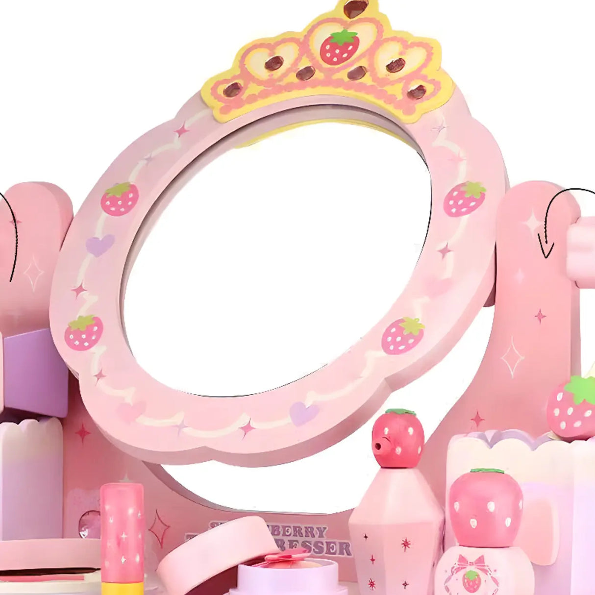 Modish Kids Wood Pink Vanity Set with Mirror and Drawers Image - 10
