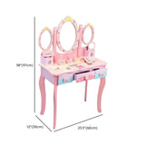 Modish Kids Wood Pink Vanity Set with Mirror and Drawers #size