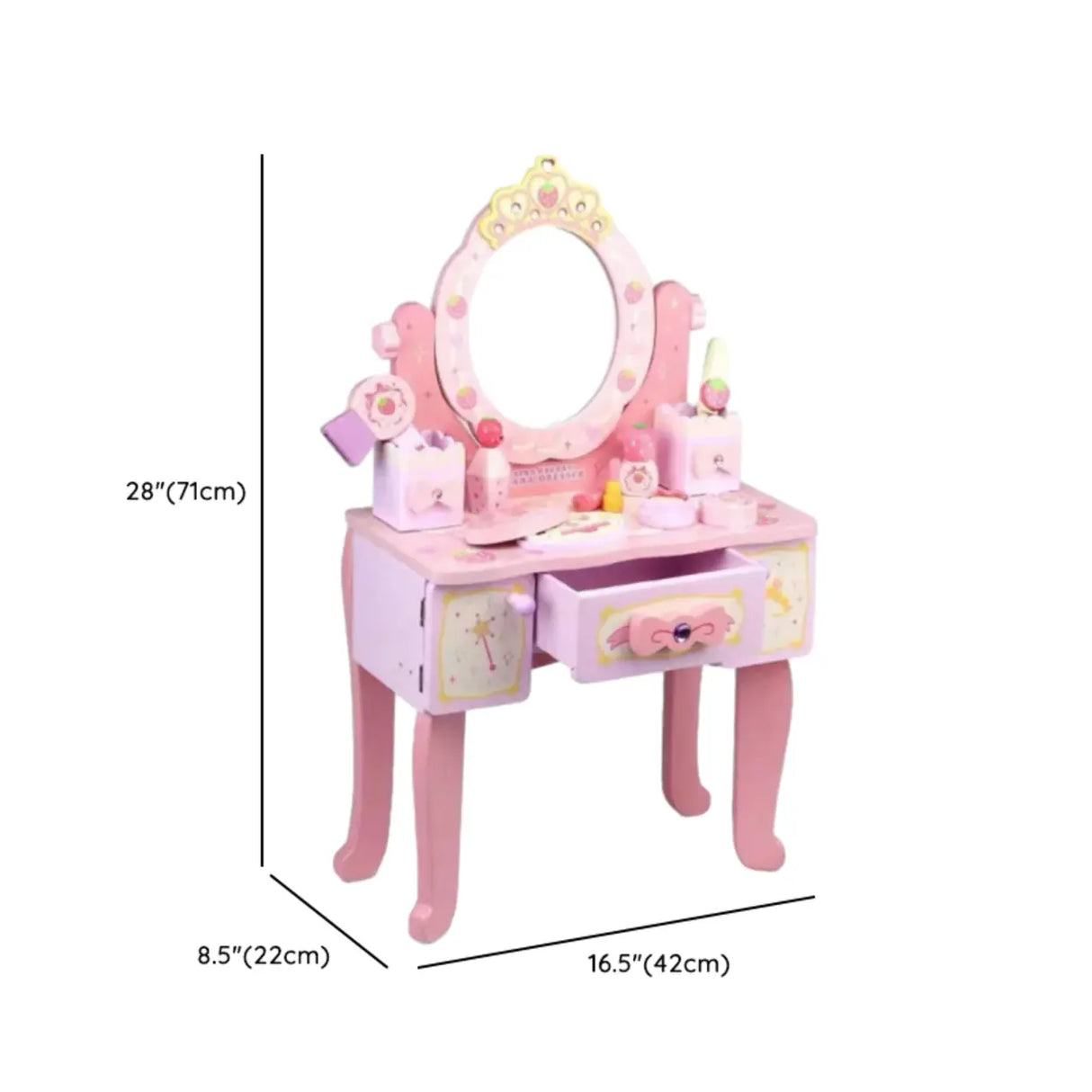 Modish Kids Wood Pink Vanity Set with Mirror and Drawers Image - 14