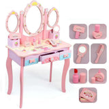 Modish Kids Wood Pink Vanity Set with Mirror and Drawers Image - 5
