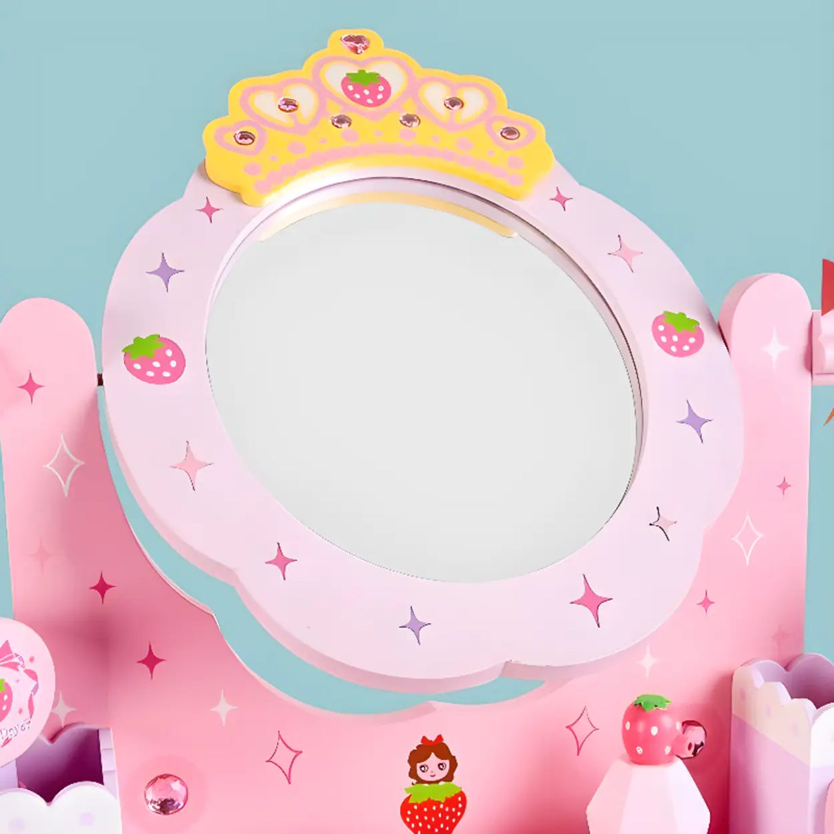 Modish Kids Wood Pink Vanity Set with Mirror and Drawers Image - 7