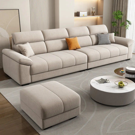 Modish L-Shape Fabric Cream Large Comfortable Sofa Image - 1
