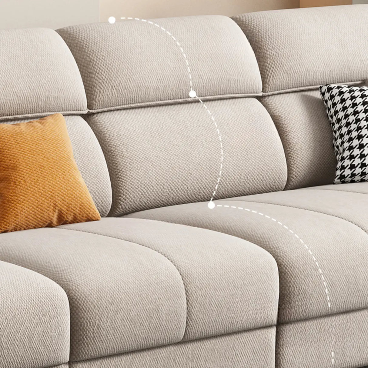 Modish L-Shape Fabric Cream Large Comfortable Sofa Image - 10