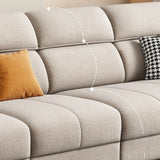 Modish L-Shape Fabric Cream Large Comfortable Sofa Image - 10