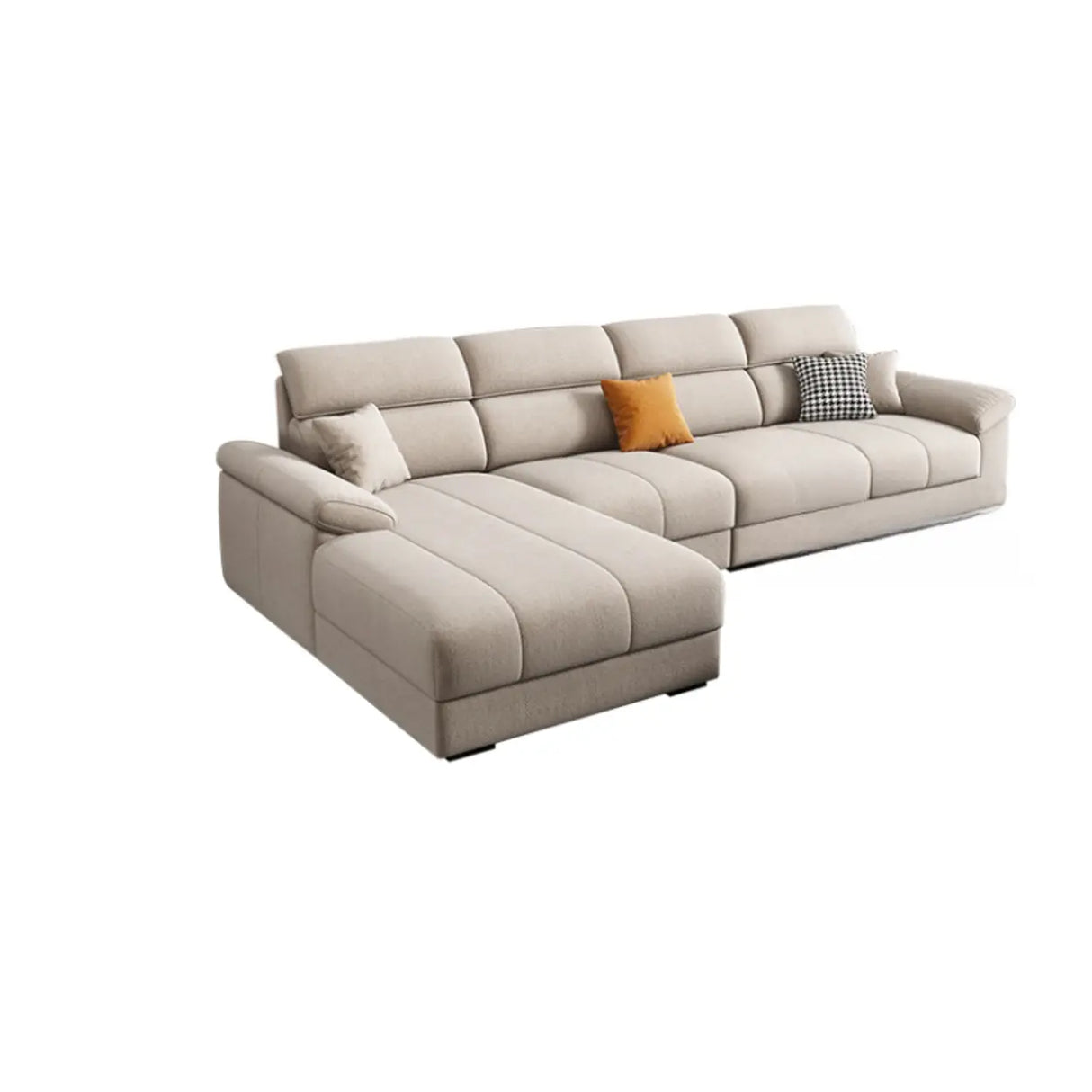Modish L-Shape Fabric Cream Large Comfortable Sofa Image - 11