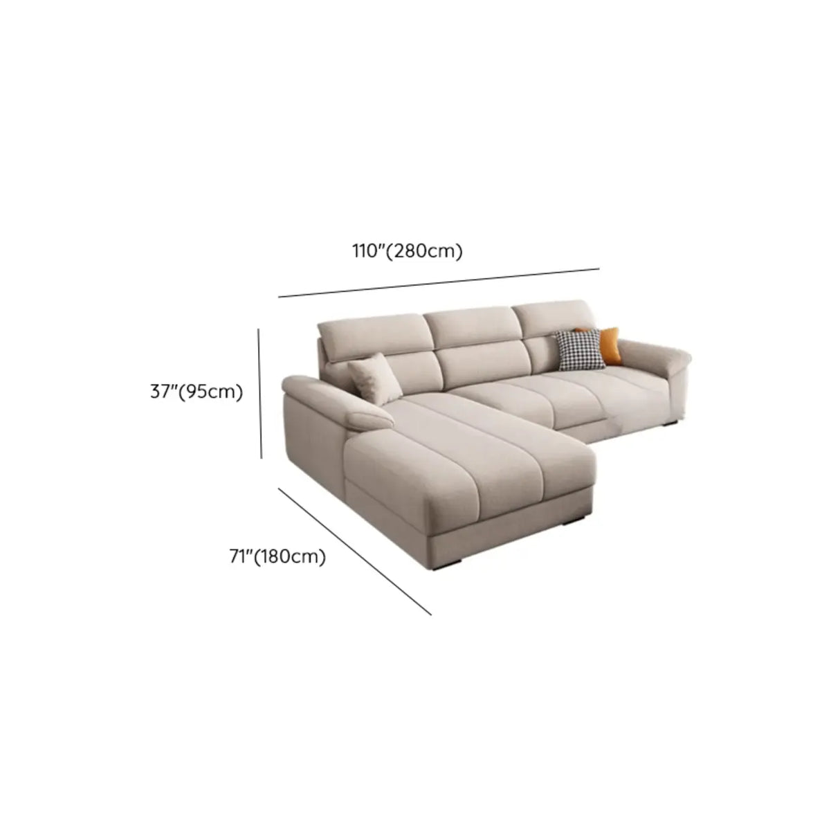 Modish L-Shape Fabric Cream Large Comfortable Sofa Image - 20