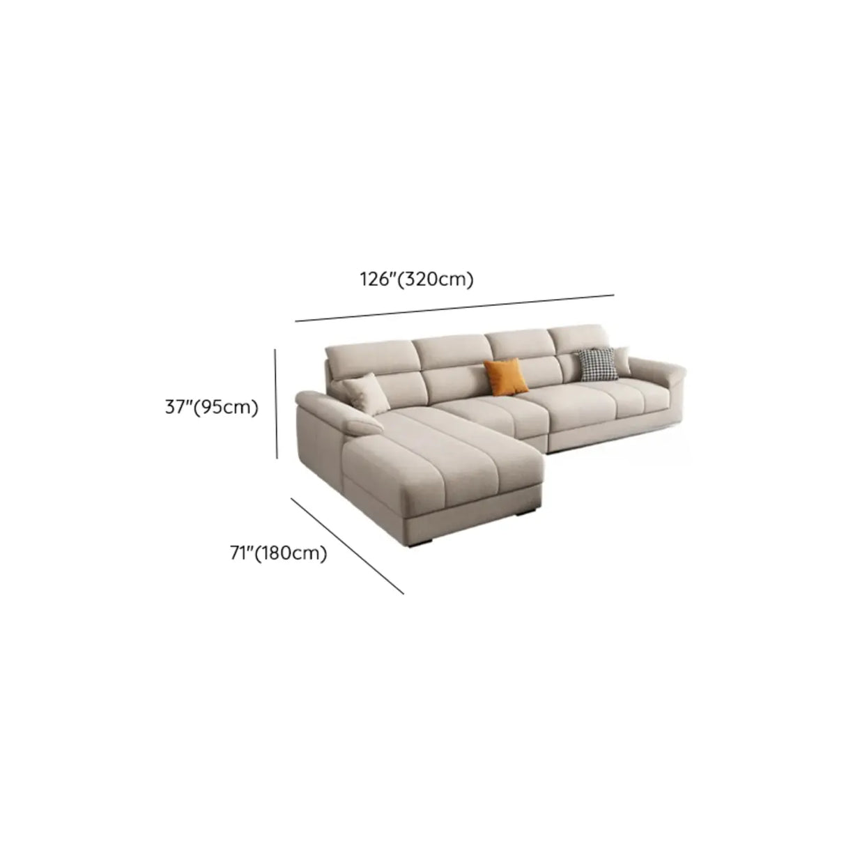 Modish L-Shape Fabric Cream Large Comfortable Sofa Image - 21