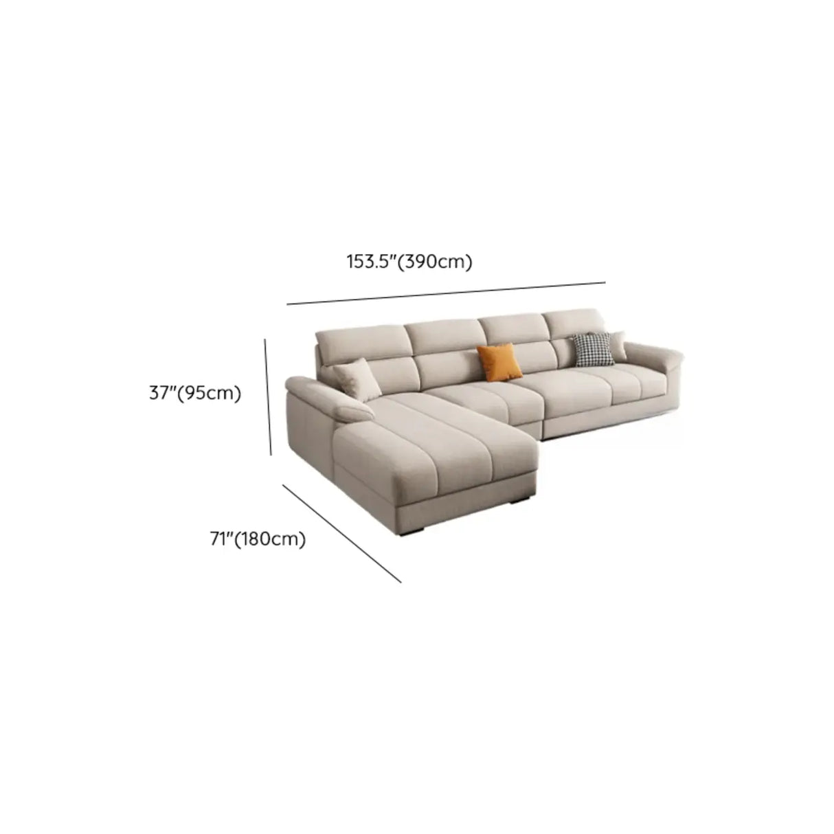 Modish L-Shape Fabric Cream Large Comfortable Sofa Image - 23