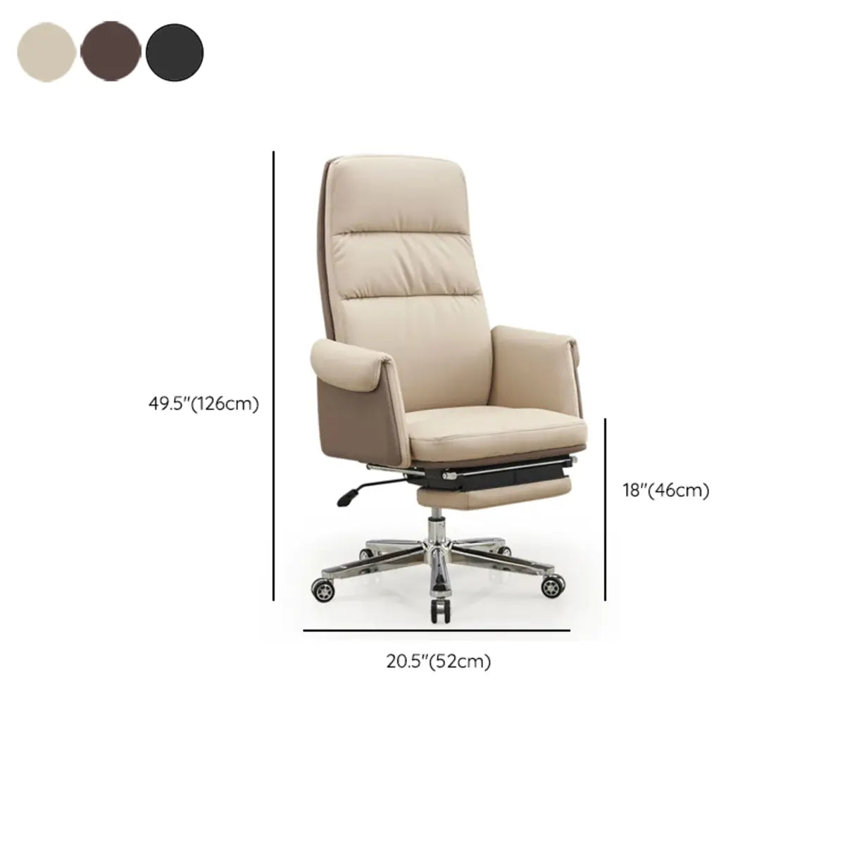 Modish Leather Executive Rotatable Beige Office Chair 