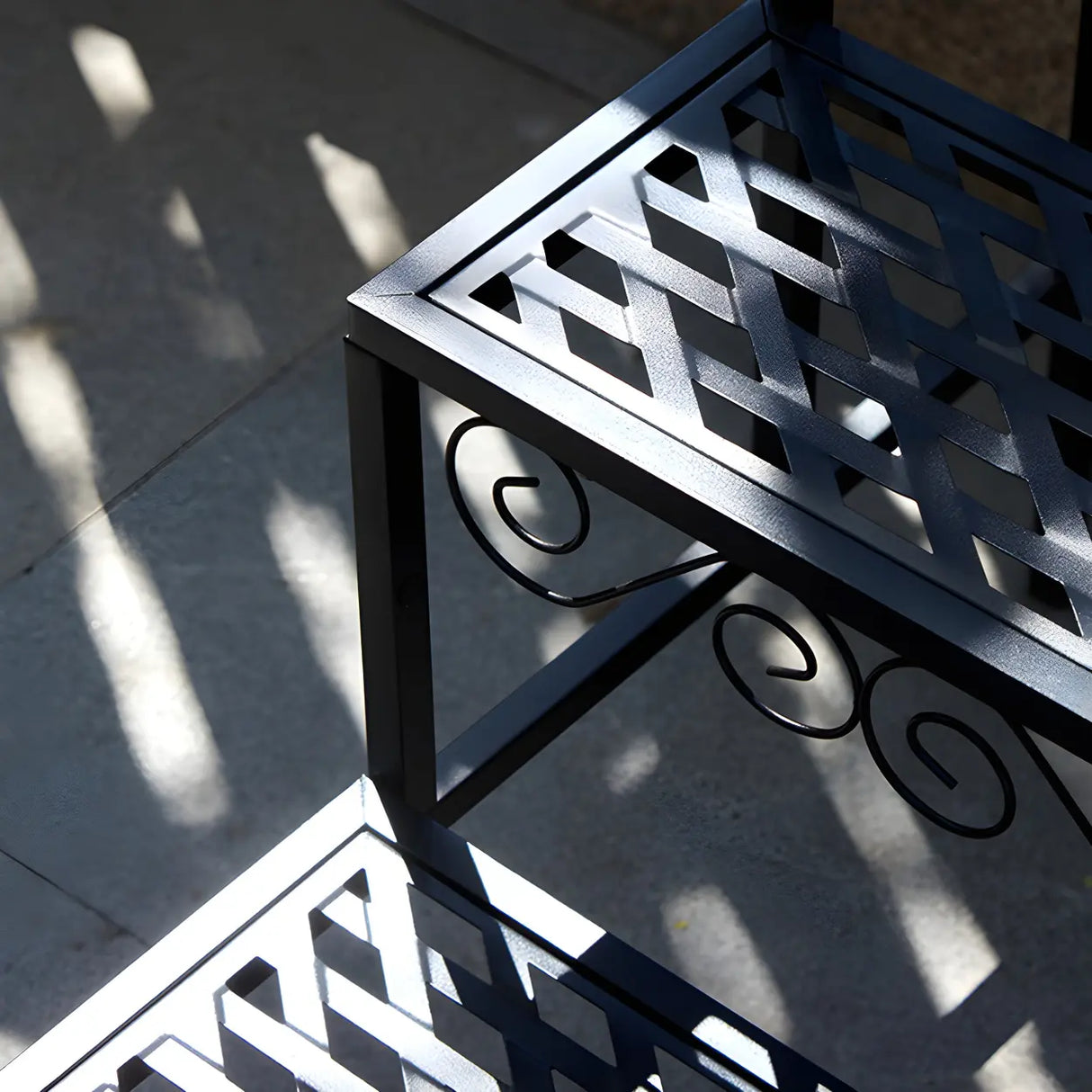 Modish Metal Semi-Circle Balcony Black Plant Stand Image - 14