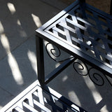 Modish Metal Semi-Circle Balcony Black Plant Stand Image - 14