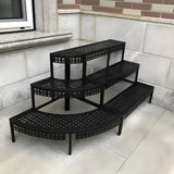 Modish Metal Semi-Circle Balcony Black Plant Stand Image - 1