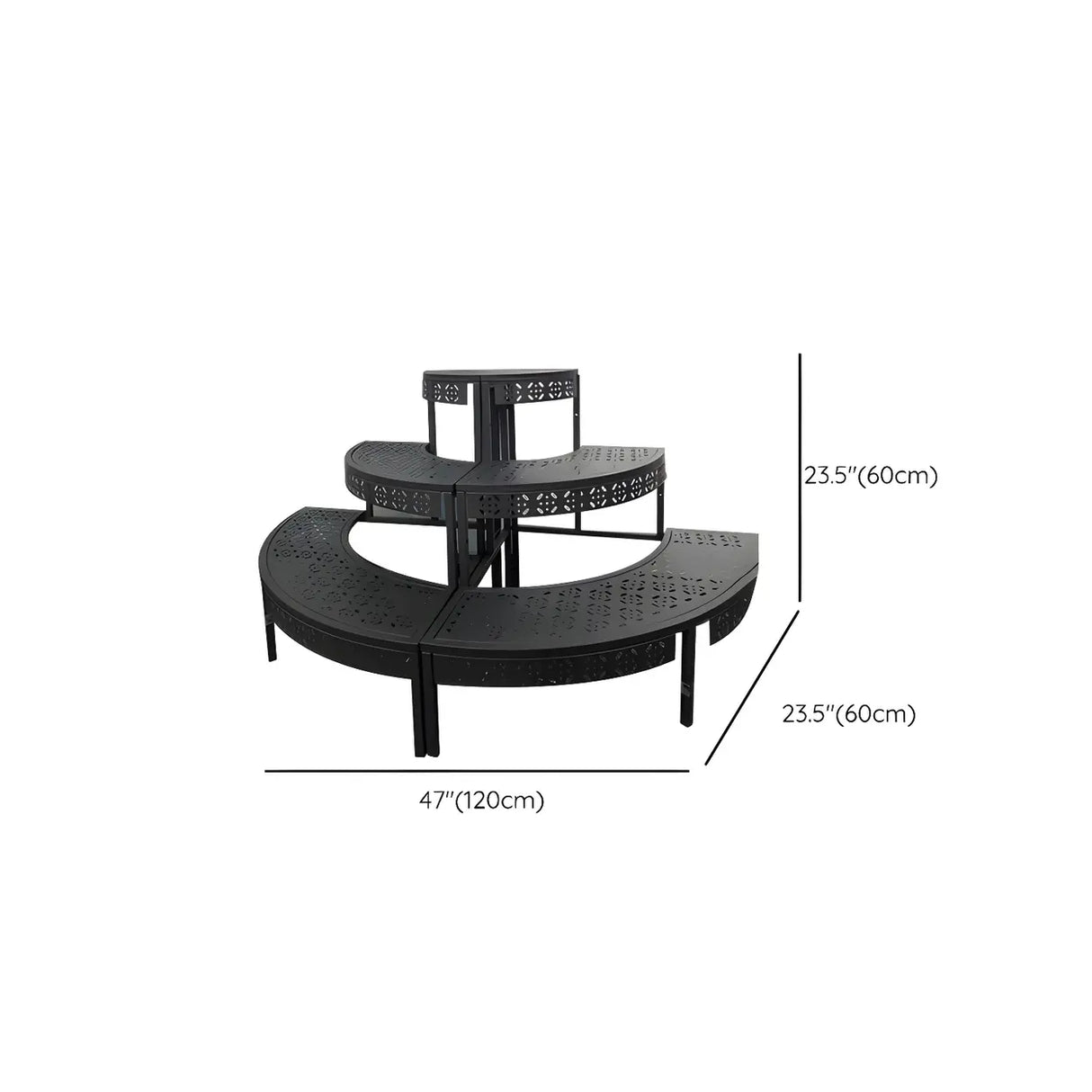 Modish Metal Semi-Circle Balcony Black Plant Stand Image - 23