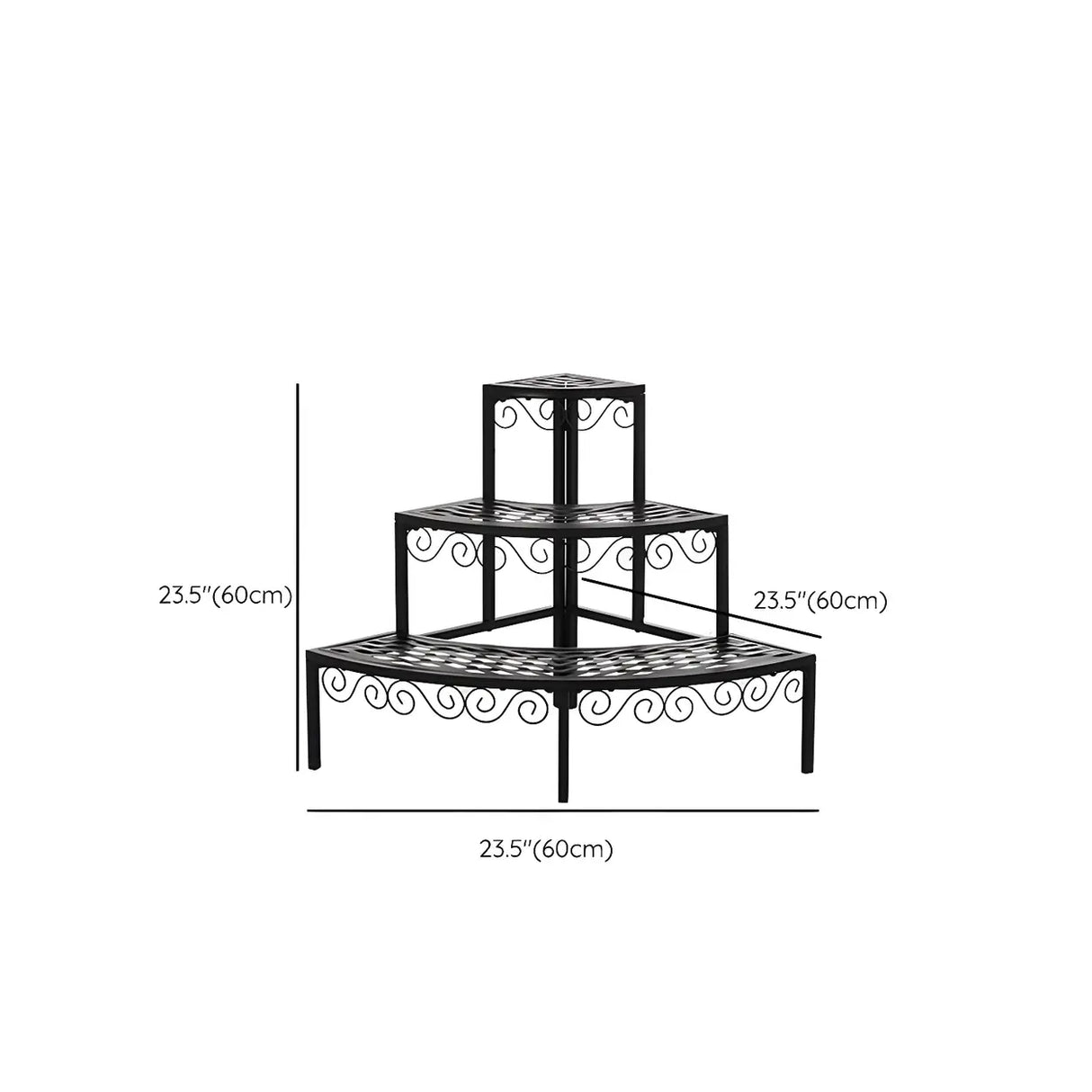 Modish Metal Semi-Circle Balcony Black Plant Stand Image - 29