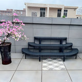 Modish Metal Semi-Circle Balcony Black Plant Stand Image - 4