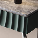 Modish Metal Wave Stone Top Console Table with Drawers Image - 11