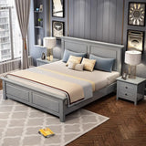 Modish Modern Grey Queen Headboard Panel Wood Bed Frame Image - 1