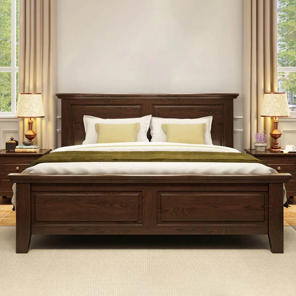 Modish Modern Grey Queen Headboard Panel Wood Bed Frame Image - 10