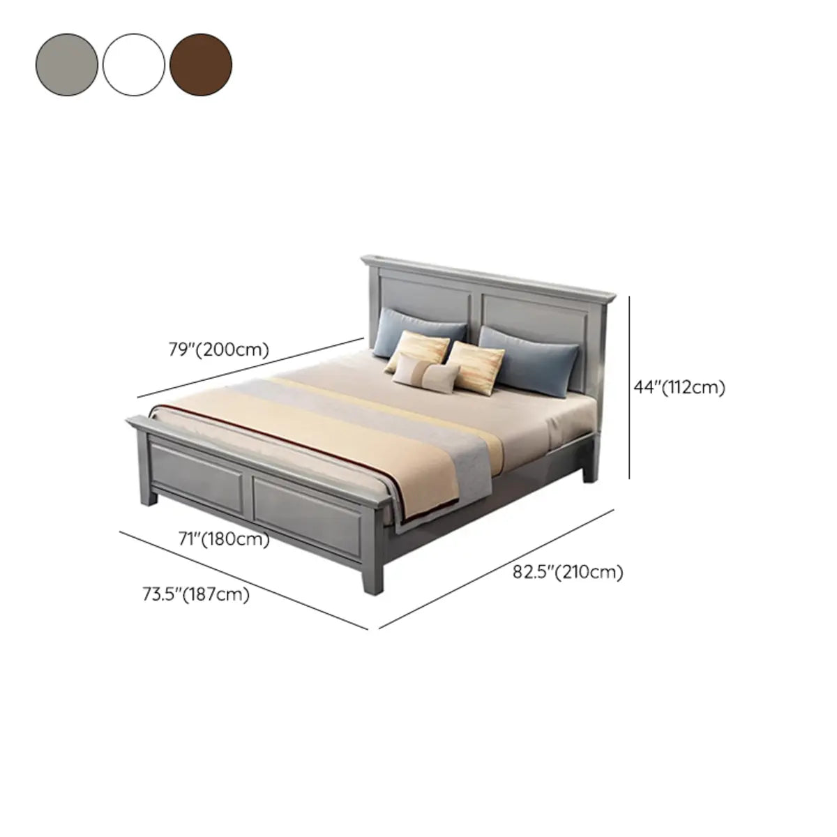 Modish Modern Grey Queen Headboard Panel Wood Bed Frame Image - 12