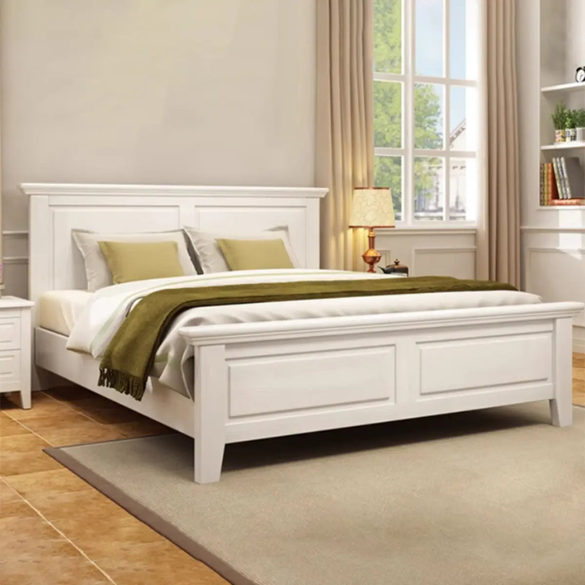 Modish Modern Grey Queen Headboard Panel Wood Bed Frame Image - 2