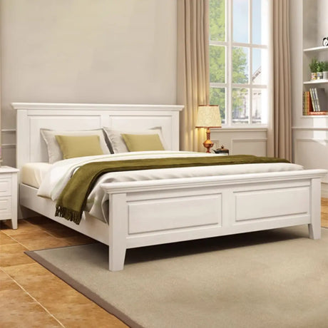 Modish Modern Grey Queen Headboard Panel Wood Bed Frame Image - 2