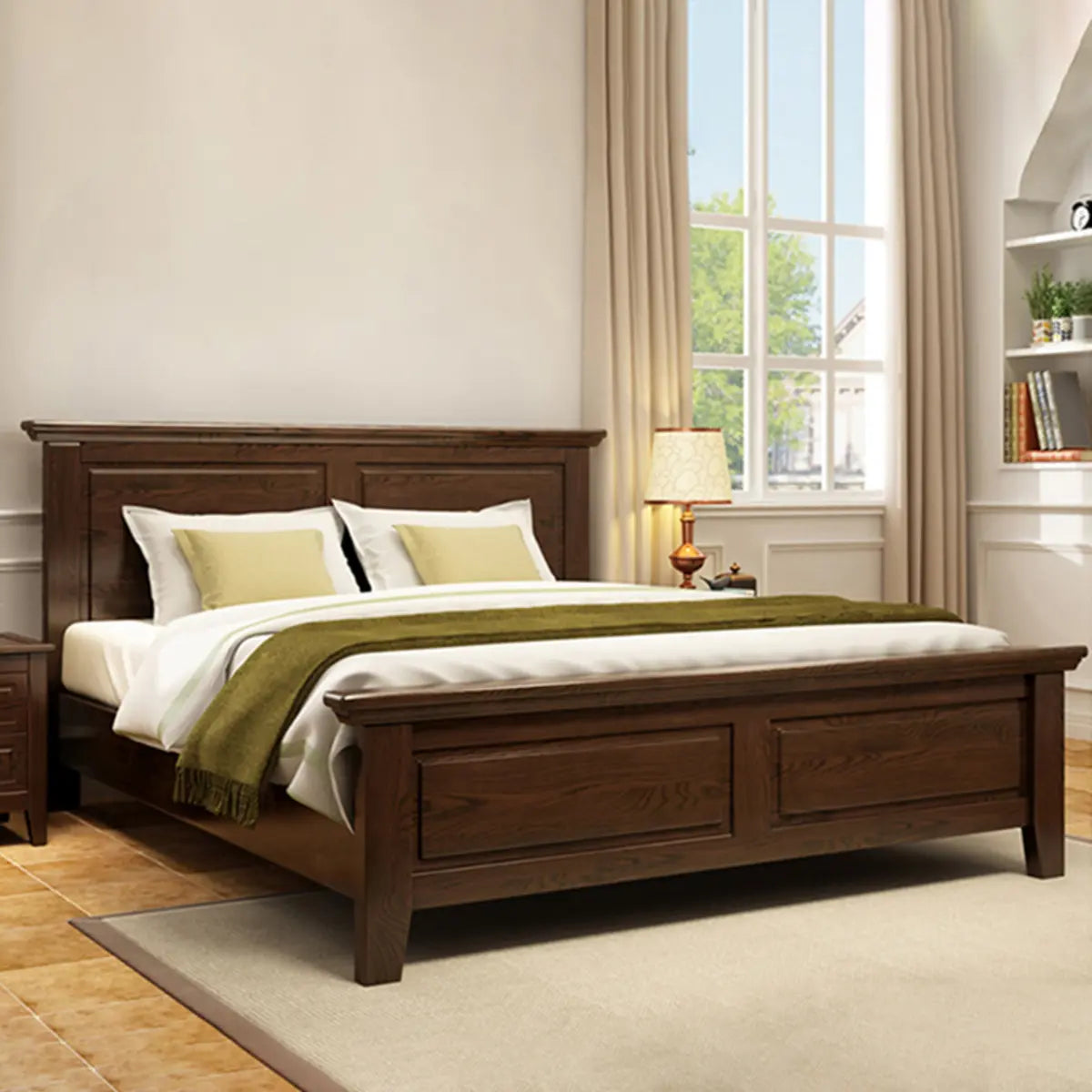 Modish Modern Grey Queen Headboard Panel Wood Bed Frame Image - 3
