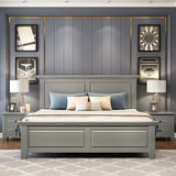 Modish Modern Grey Queen Headboard Panel Wood Bed Frame Image - 4