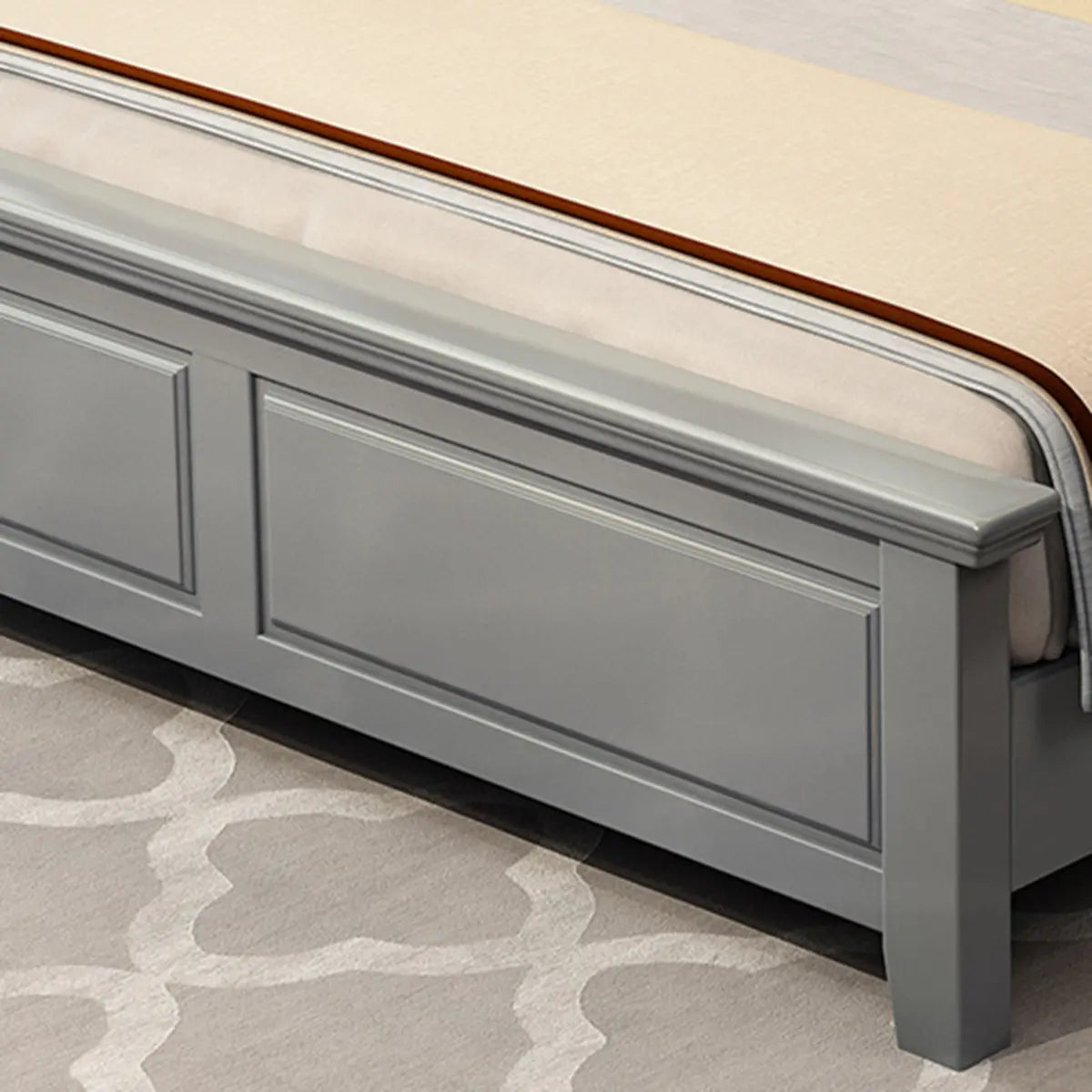 Modish Modern Grey Queen Headboard Panel Wood Bed Frame Image - 7