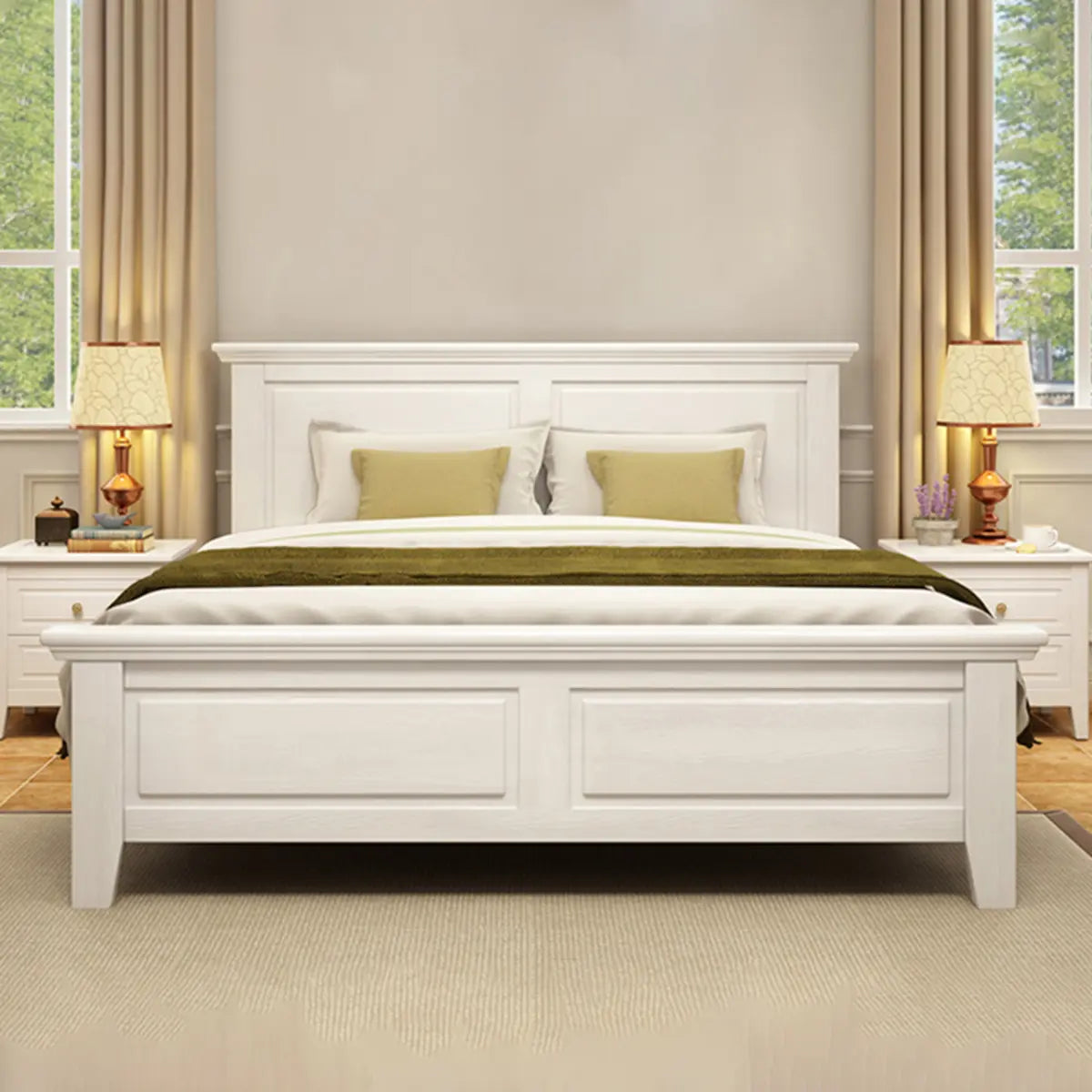 Modish Modern Grey Queen Headboard Panel Wood Bed Frame Image - 9