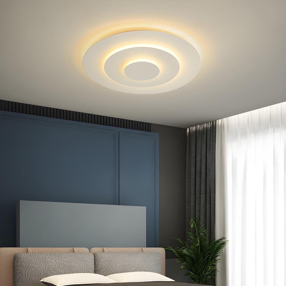 Modish Multi-Layer Round White LED Flush Mount Light Image - 19